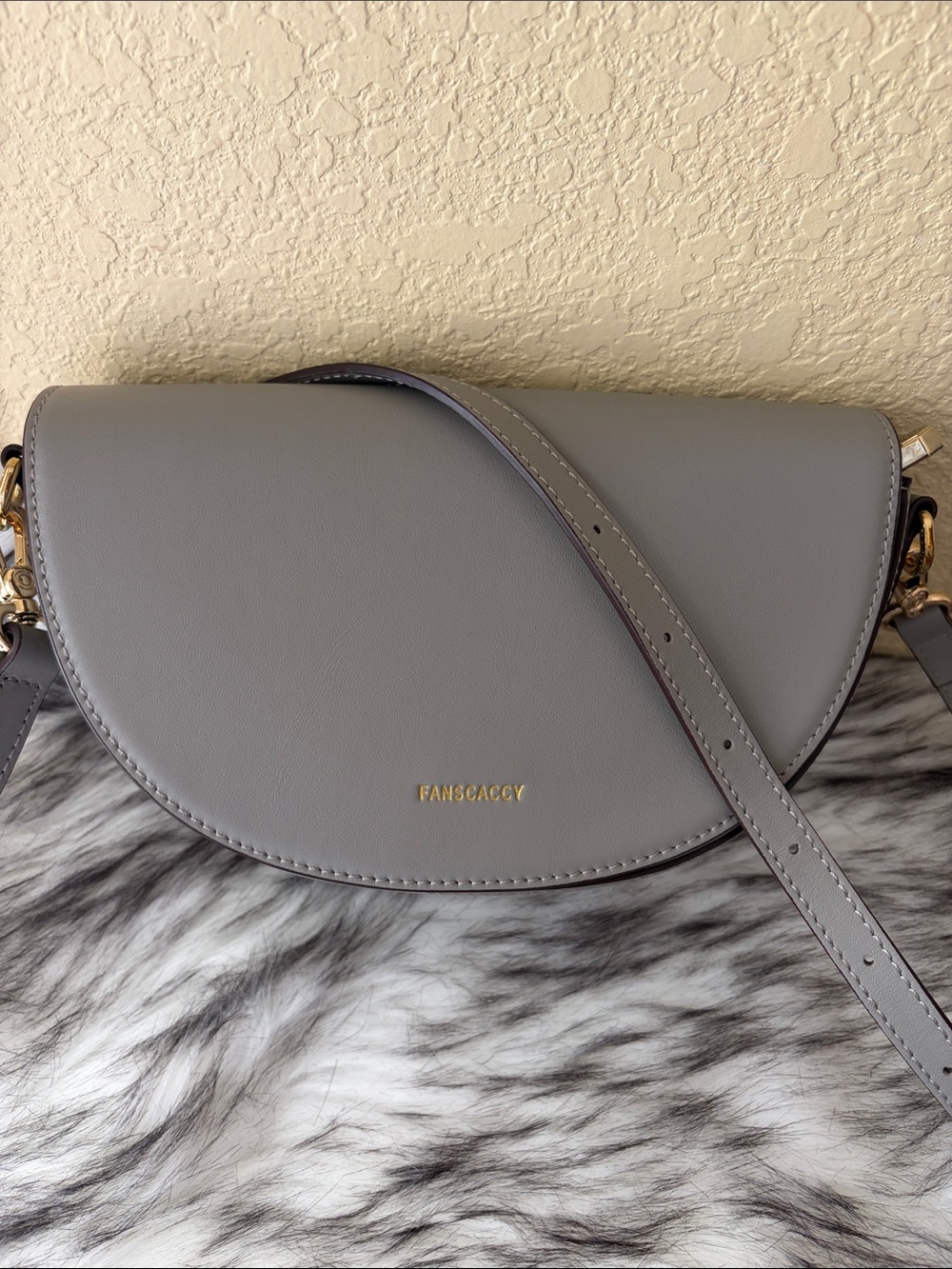 Fanscaccy Grey Half-Moon Crossbody Bag